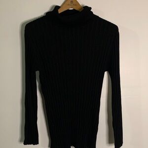 Ashley Stewart Black Ribbed Turtleneck Sweater